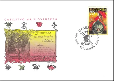 METLIŠKA GASILSKA ČELADA IN RDEČI PETELIN